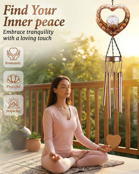 Nacome Solar Heart Wind Chimes offer tool-free hanging from trees or windows.