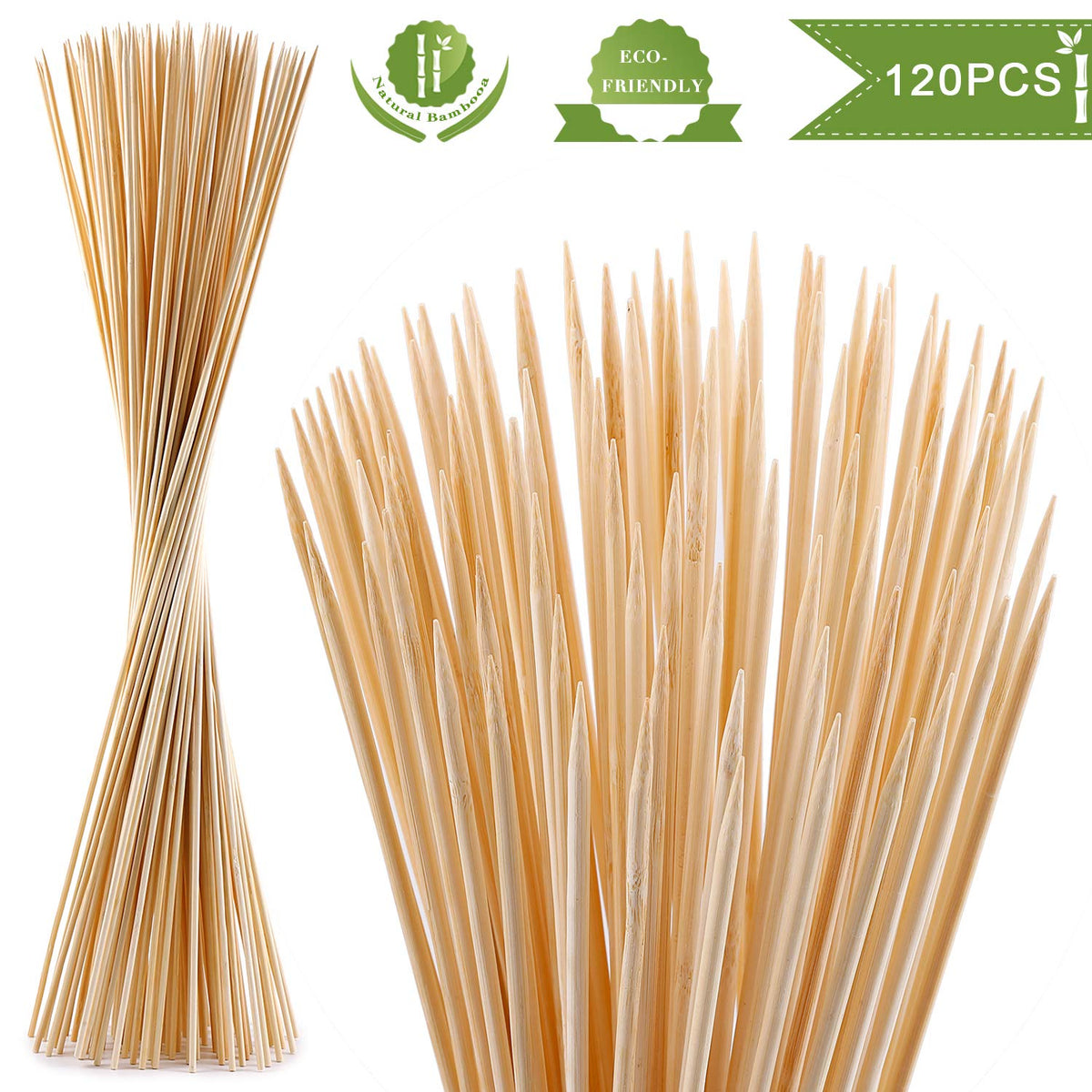 NadaKin 120-pack bamboo sticks ready for camping trips and backyard gatherings