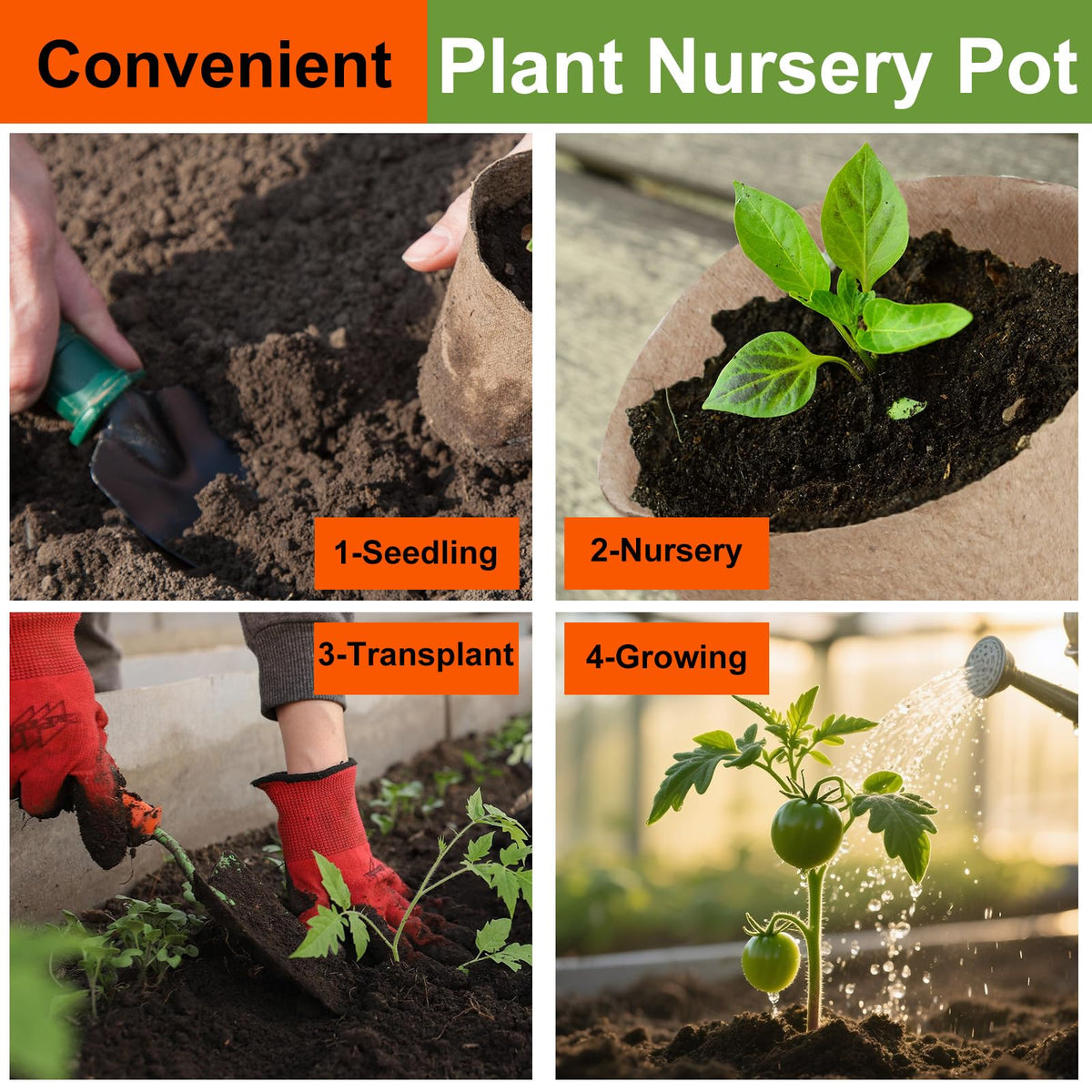 NadaKin seedling pots with plant labels for seed tracking