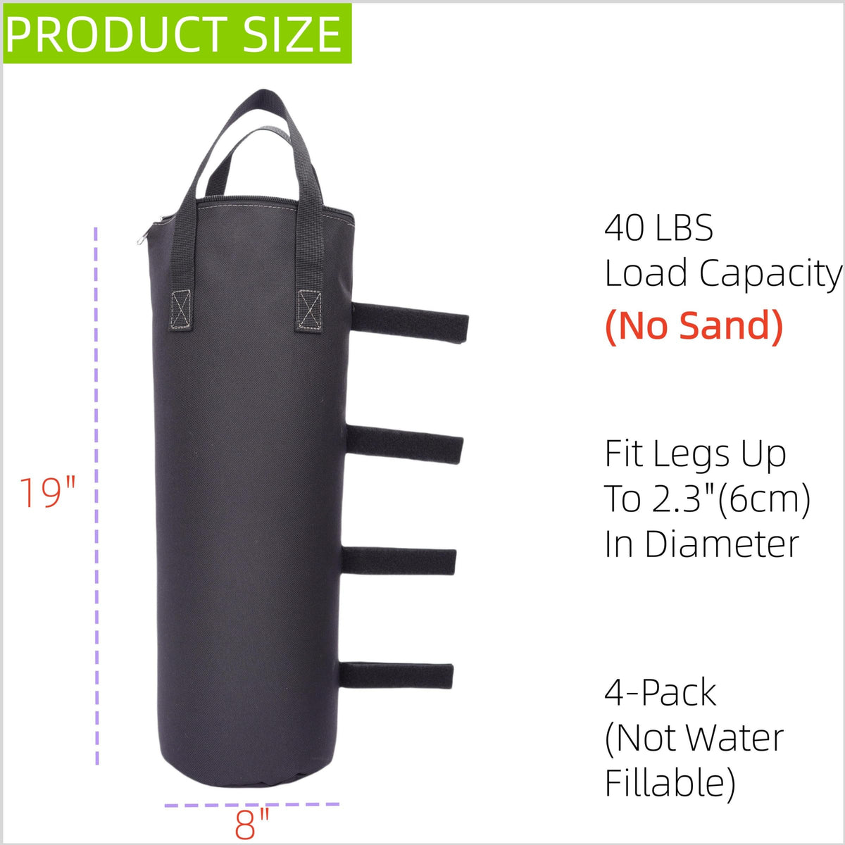 Nadrocene four bag set provides stable footing for outdoor canopies