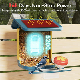 Nafnti Bird Feeder IP65 weatherproof shell withstands rain and snow.