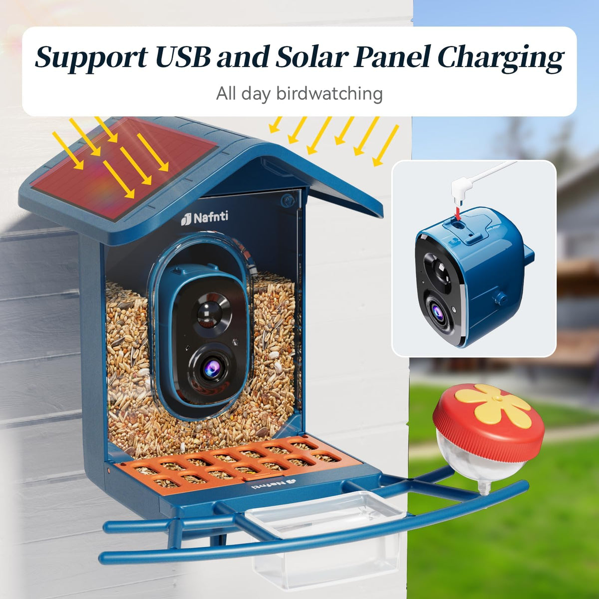 Nafnti Solar Panel Battery setup powers continuous camera operation