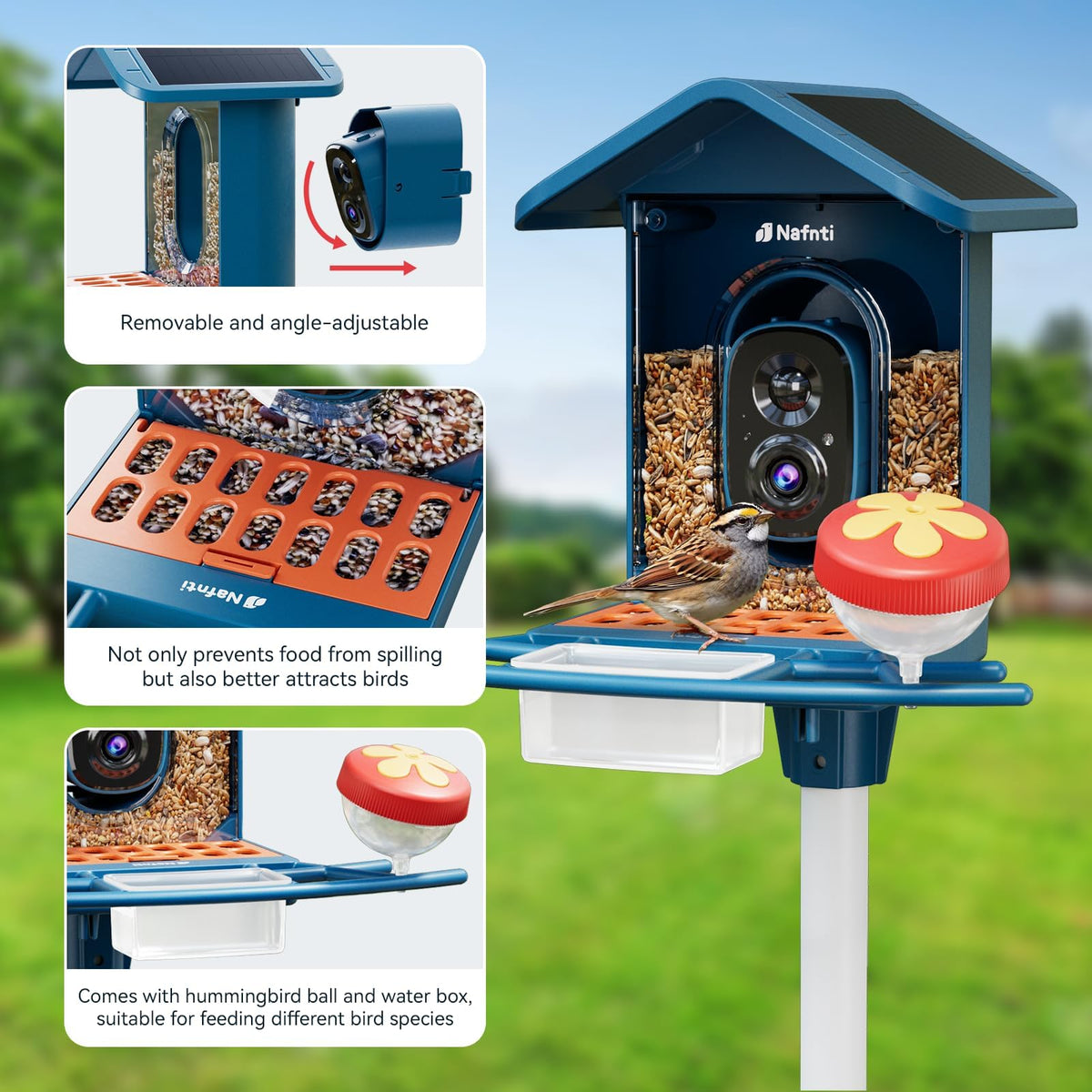 Nafnti Weatherproof shell protects feeder from sun and rain