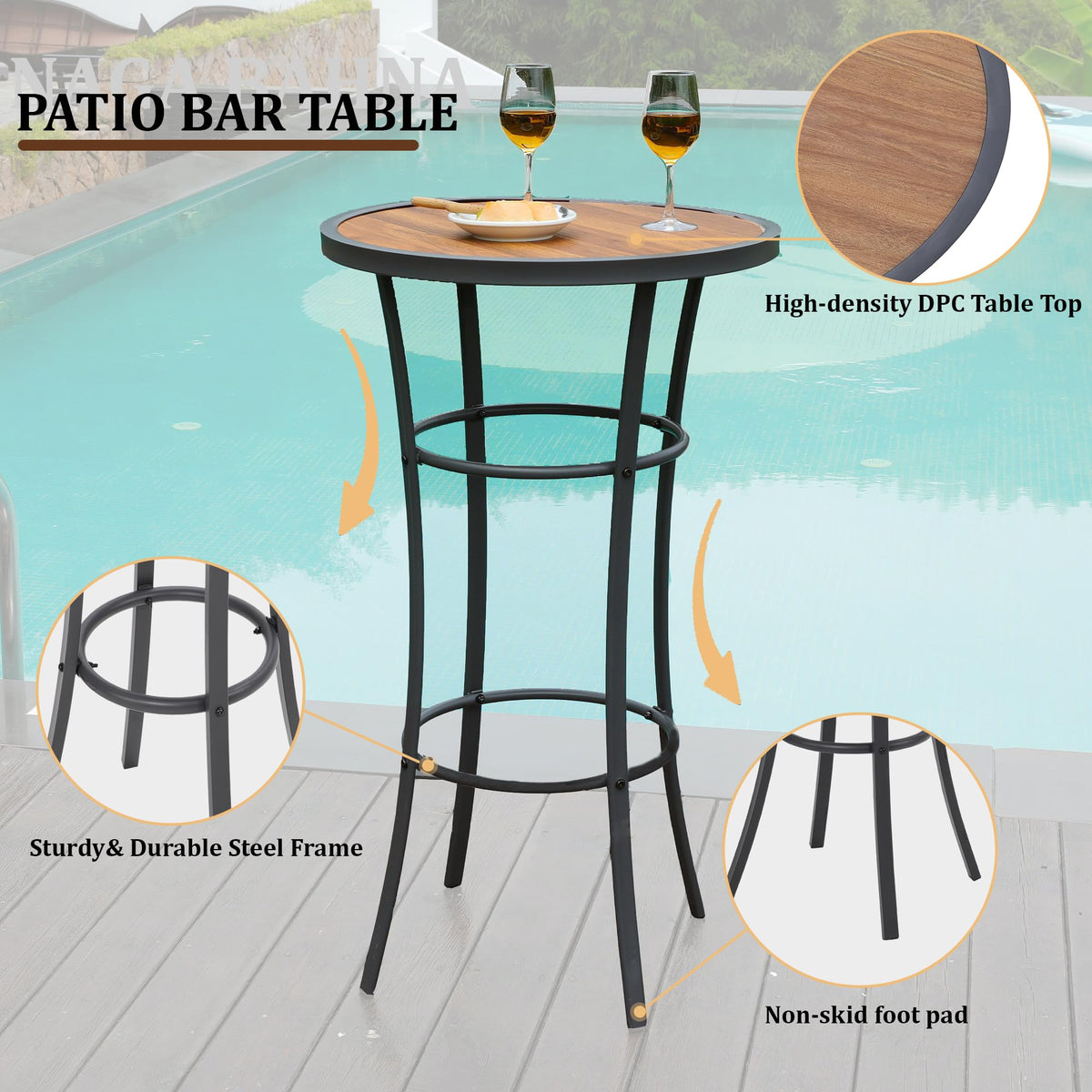 Naga Bahna metal frame provides sturdy support for uneven outdoor surfaces