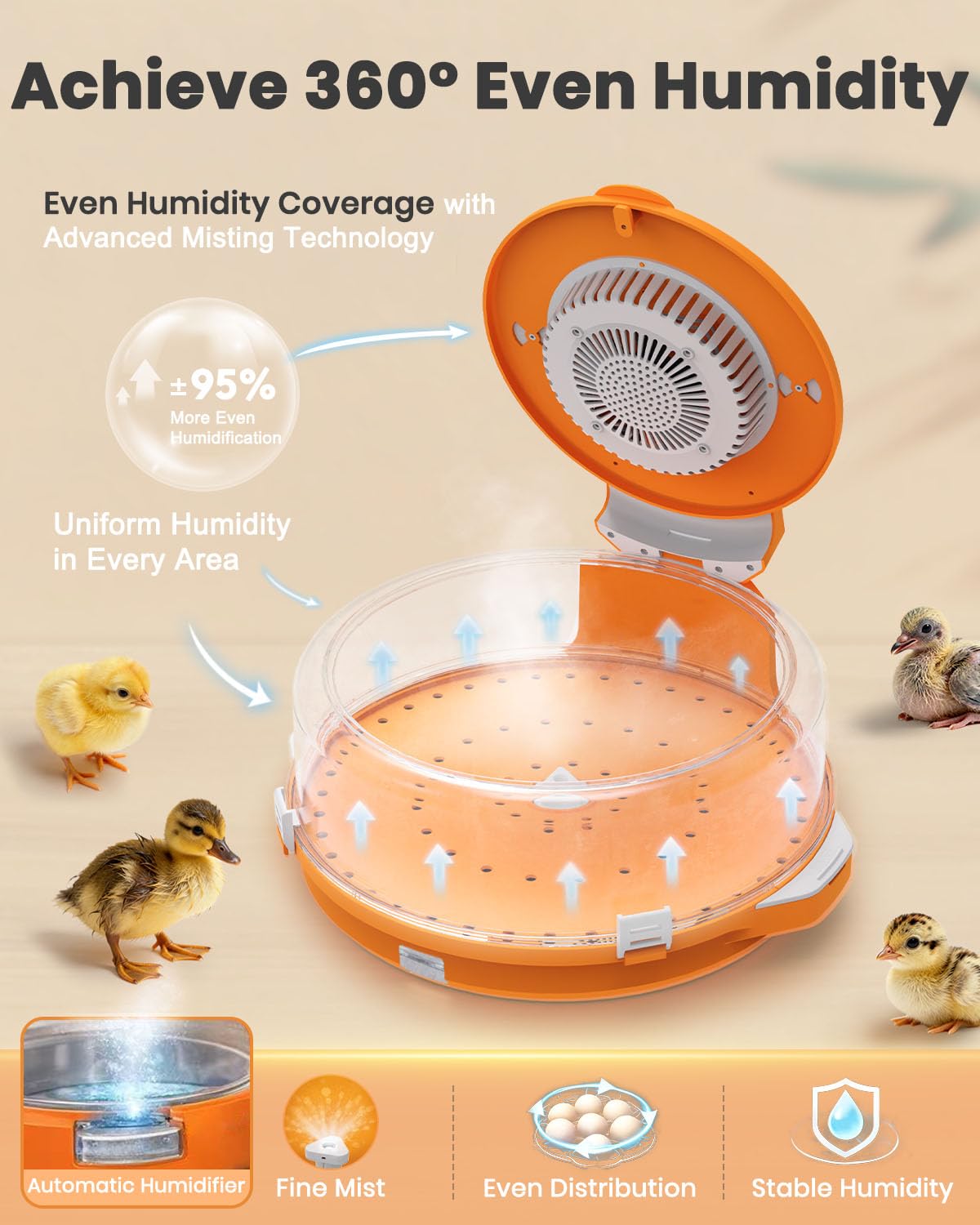 Nailrepro egg incubator one-touch presets simplify setup for multiple species.