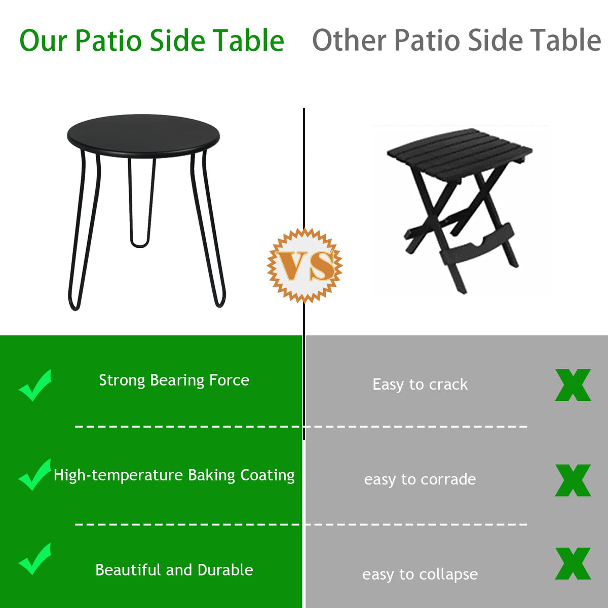 NAISQAQ lightweight portable patio table easy to move for gatherings