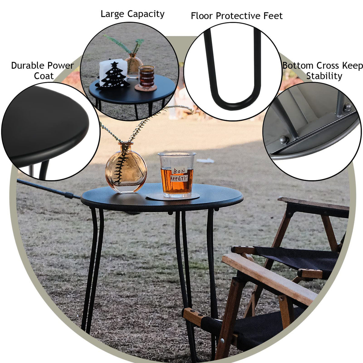 NAISQAQ outdoor metal table designed for indoor-outdoor versatility with seating