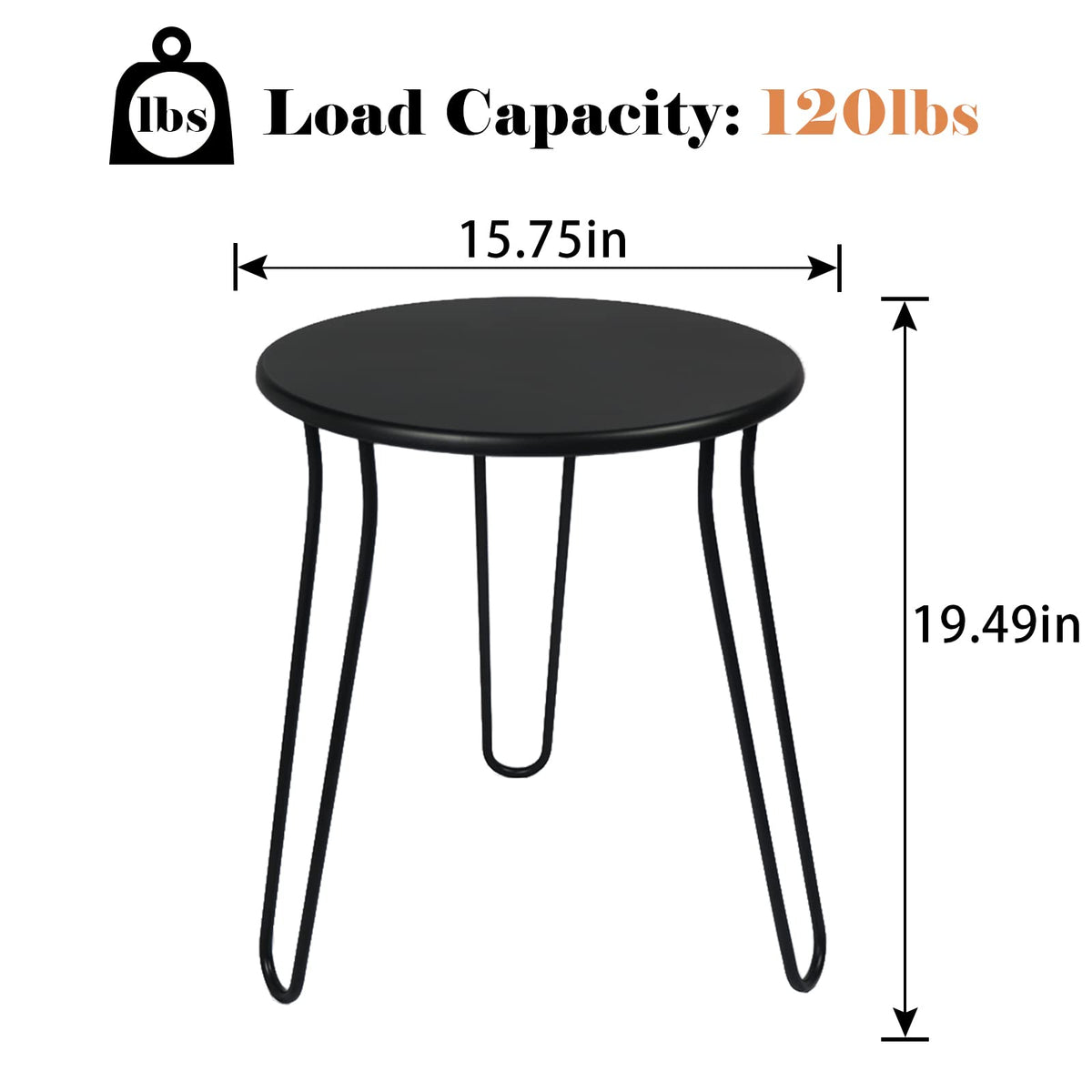 NAISQAQ round end table with anti-rust finish suited for porches and balconies