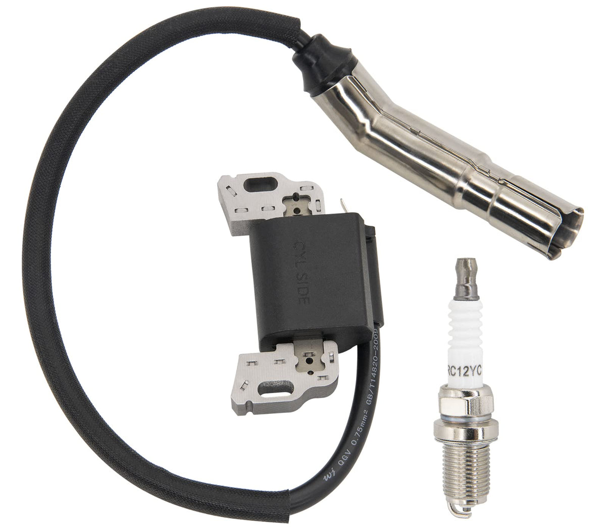 NAKAAOSIK ignition coil front view for reliable starts on compatible lawn mower engines