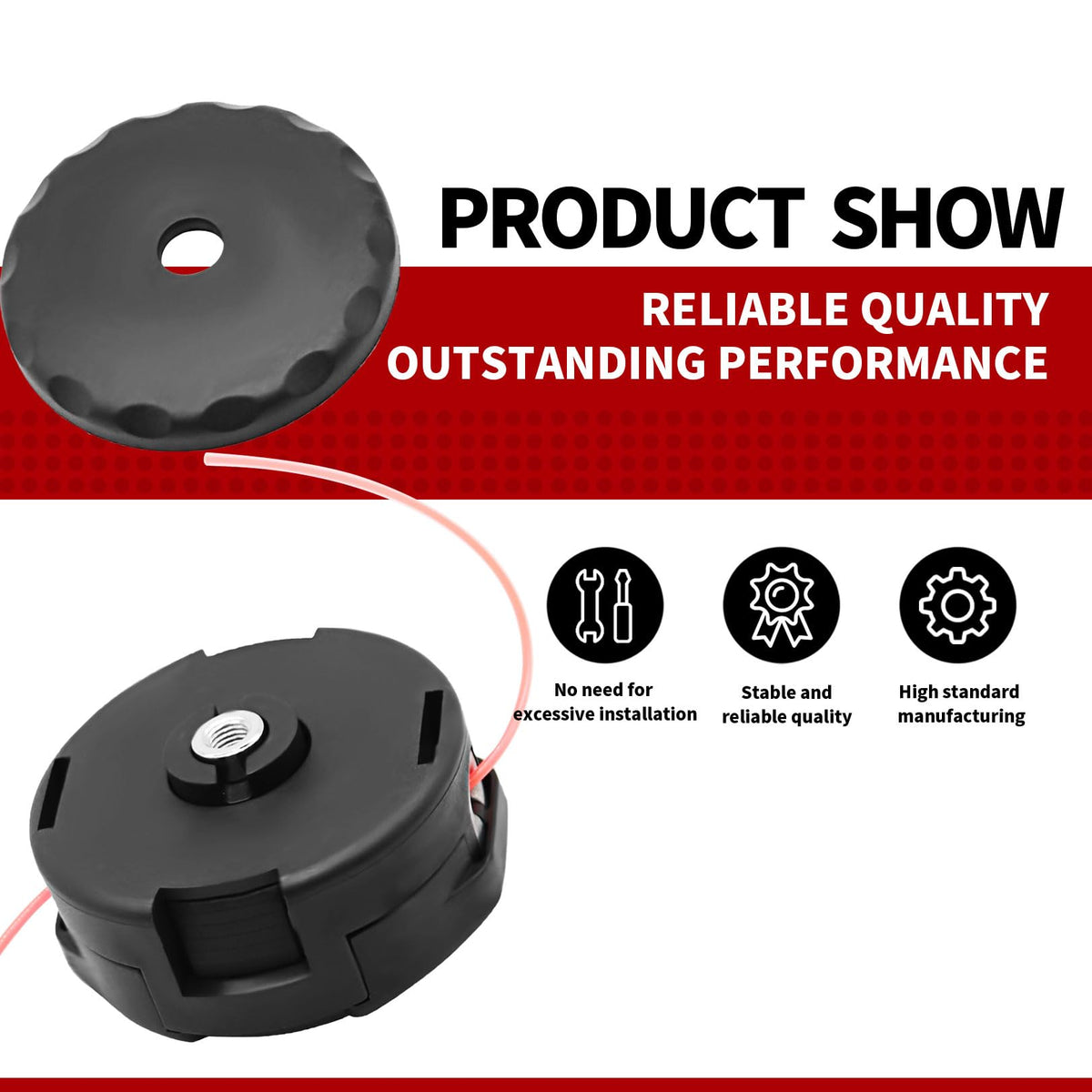 Nakkaa 3-3/4 inch diameter trimmer head for broader trimming coverage.