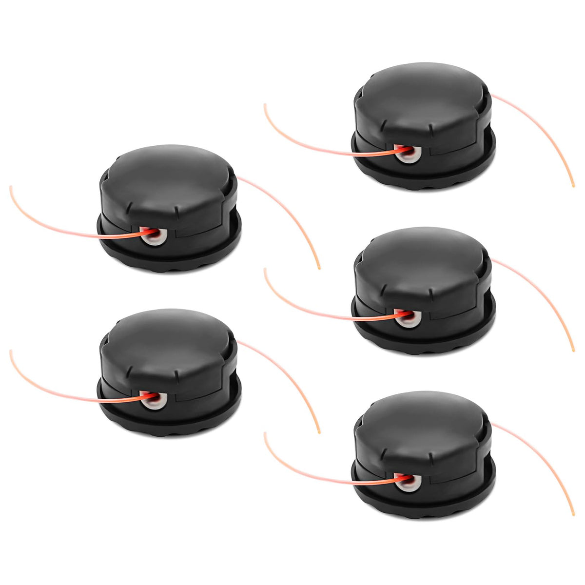 Nakkaa 5-pack trimmer heads shown for quick replacement and less downtime.