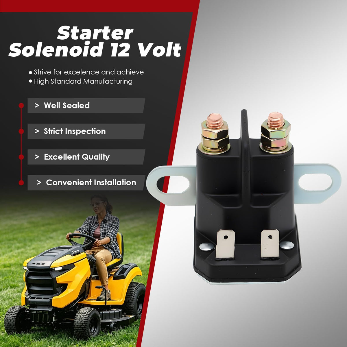 Nakkaa 12V starter solenoid shown for easy installation and secure fit.