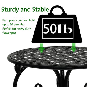 NAKUPE plant stand with anti-rust coating and protective pads for floor protection.