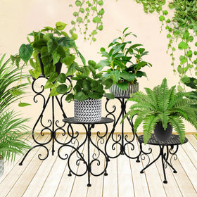 NAKUPE black metal plant stands pack for sturdy, adaptable organization.