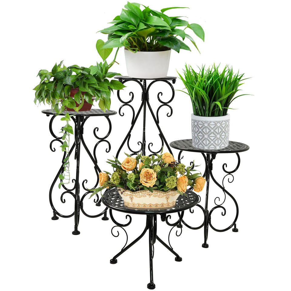 NAKUPE four-pack metal plant stand with varying heights for layered indoor decor.