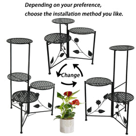 NAKUPE metal flower display holder in black complements modern decor