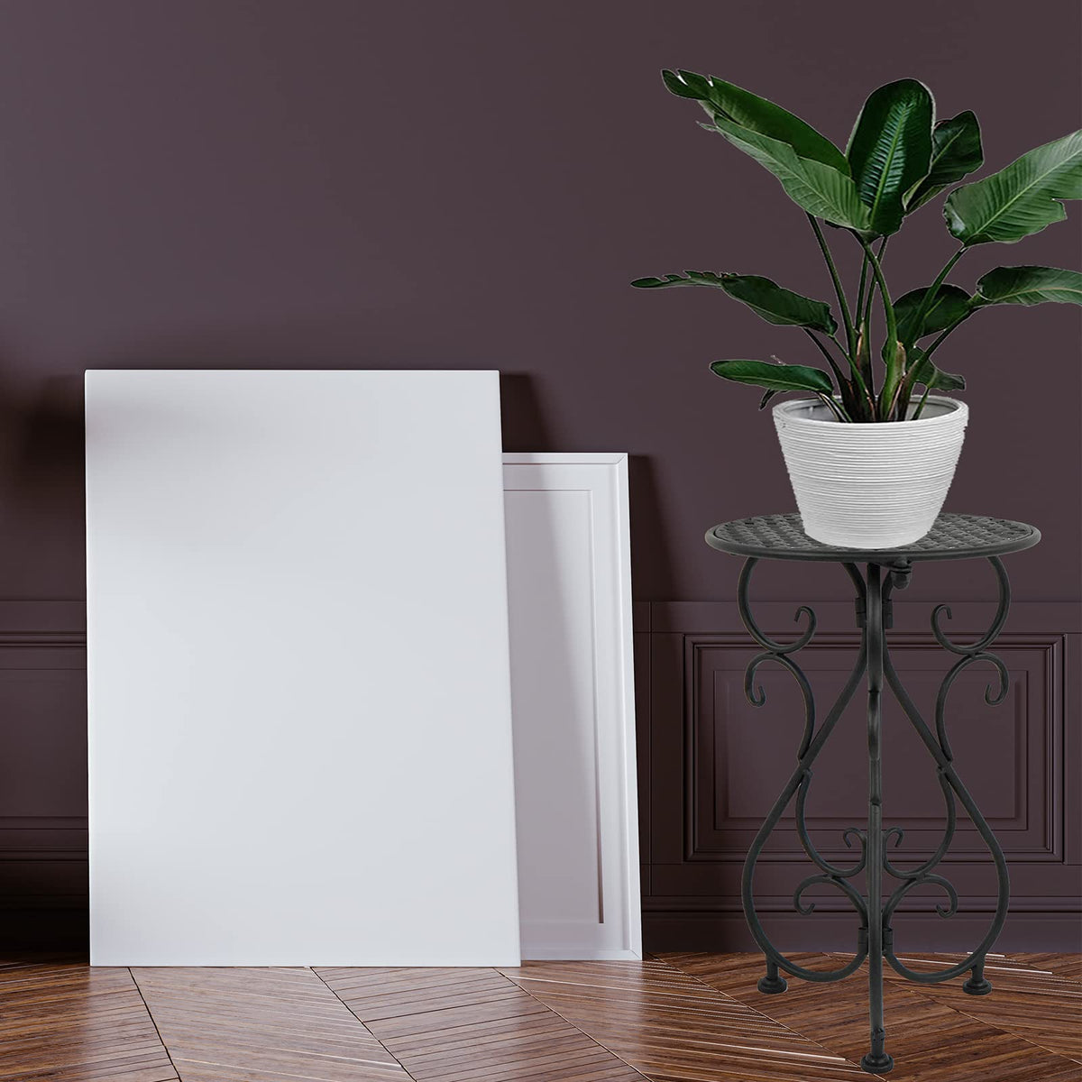 NAKUPE metal plant stands compact for small spaces.