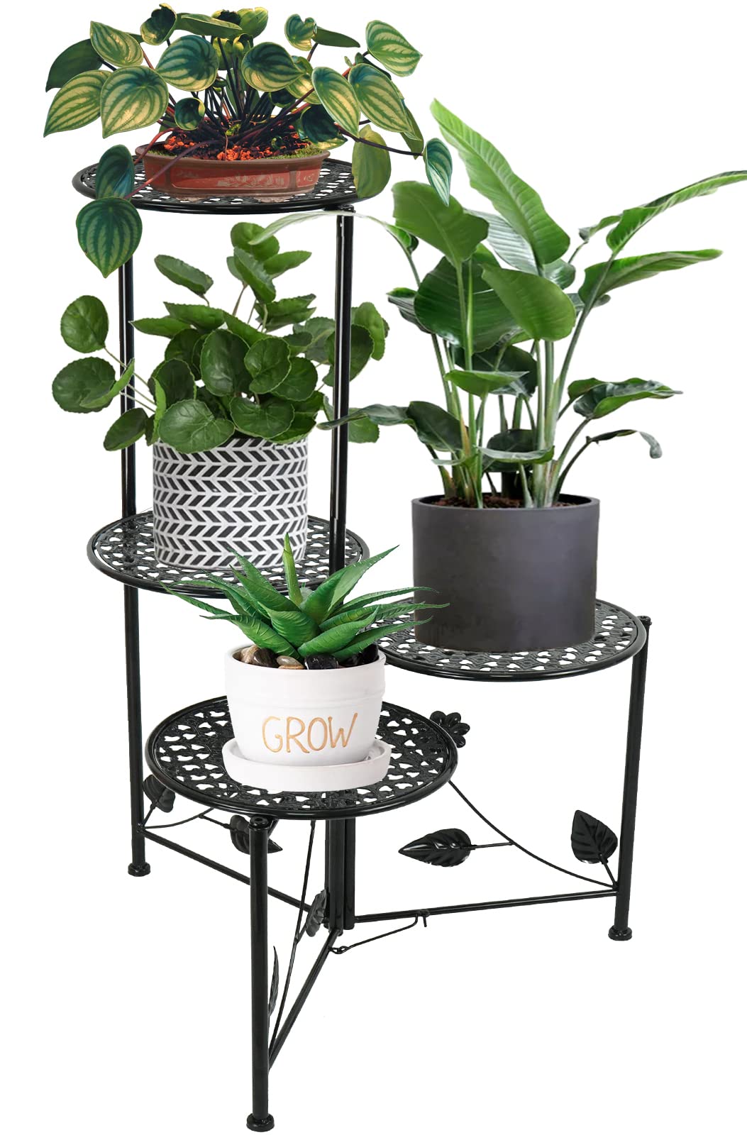 NAKUPE 4-tier corner plant stand displays multiple pots and saves space