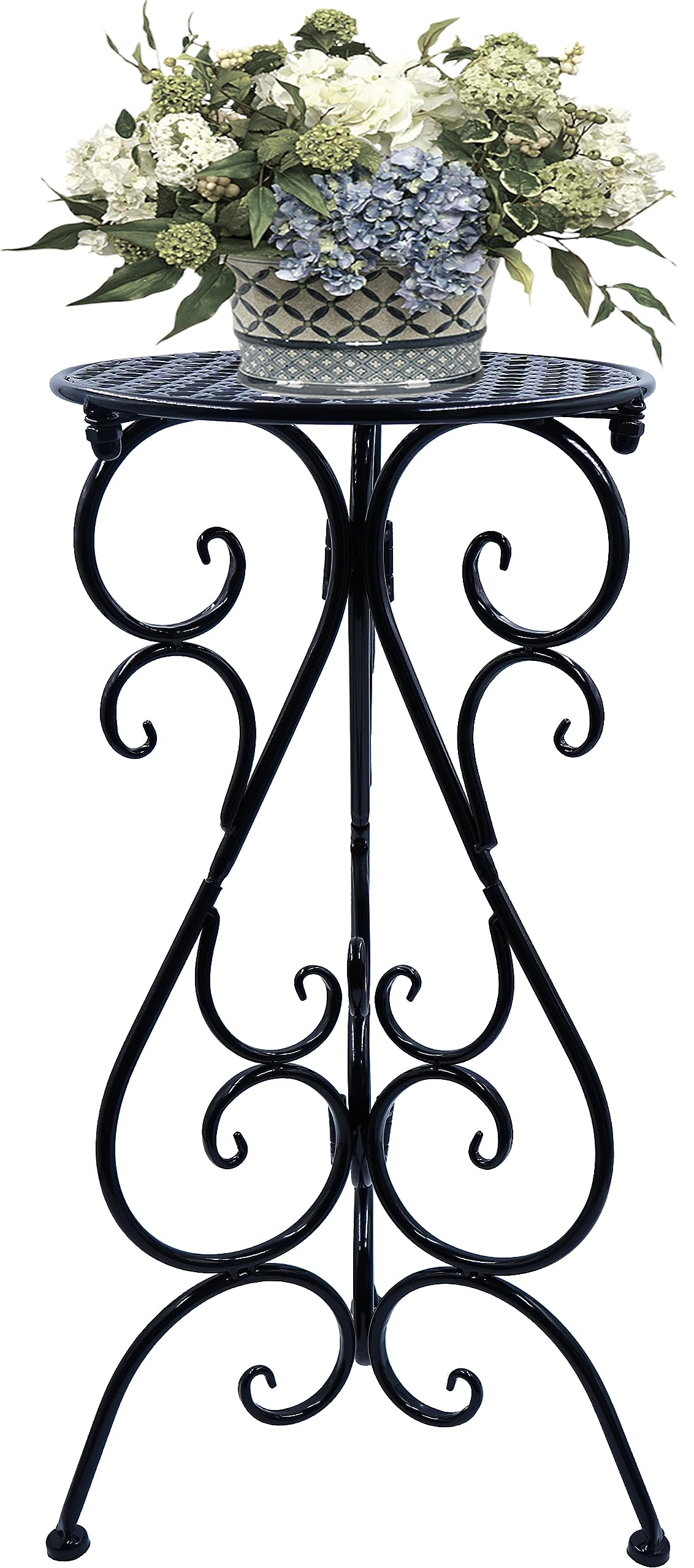 NAKUPE plant stand with round grid top elevates pots for outdoor patios