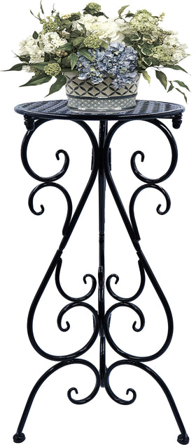 NAKUPE plant stand with round grid top elevates pots for outdoor patios
