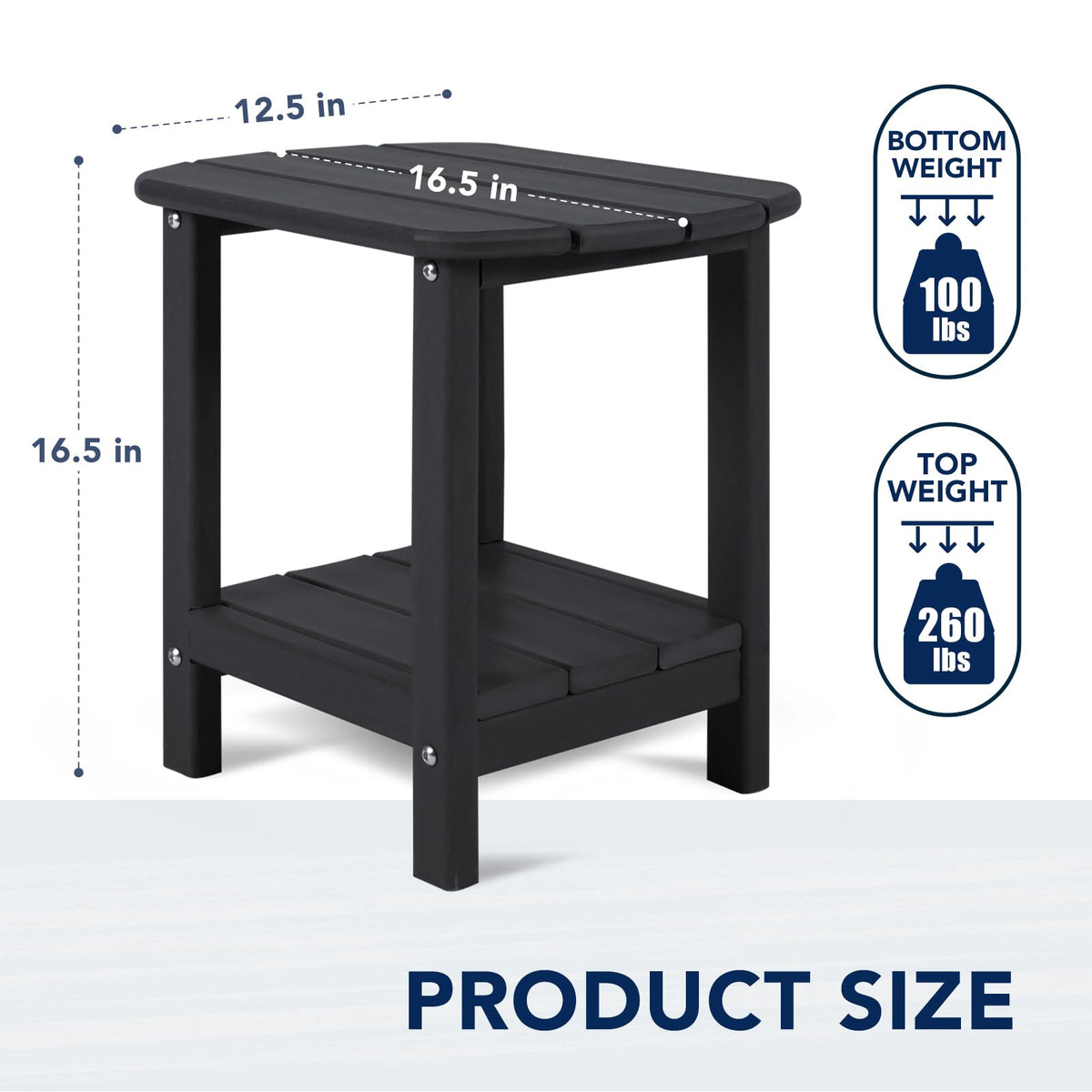 Nalone Adirondack side table two-tier design keeps essentials within reach.