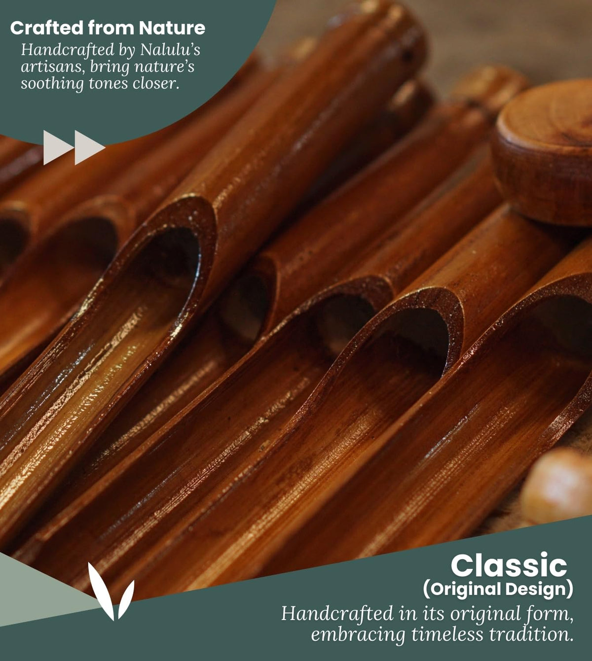 Nalulu wind chime in a garden setting offers rich, deep tones for relaxing evenings.
