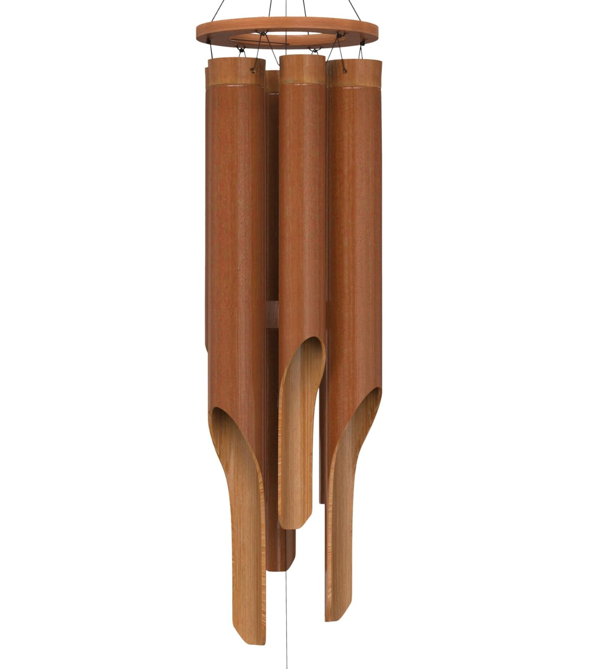 Nalulu Classic bamboo wind chime on a sunlit patio for calming outdoor ambience.