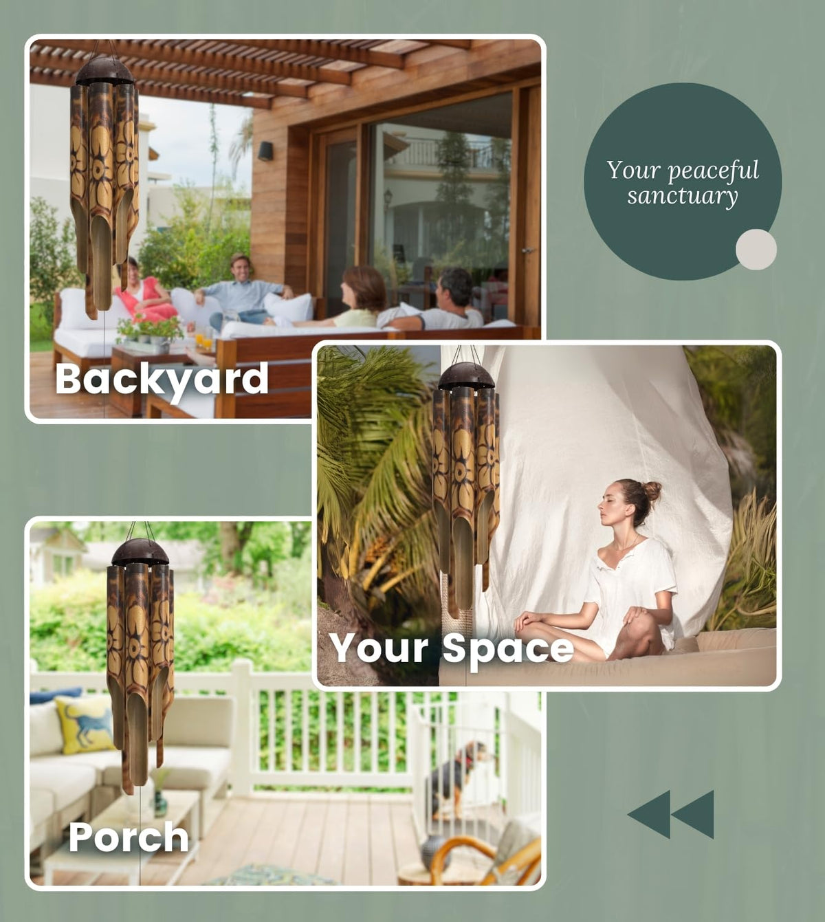 Nalulu hand-tuned wind chime delivers unique notes for garden or balcony spaces.