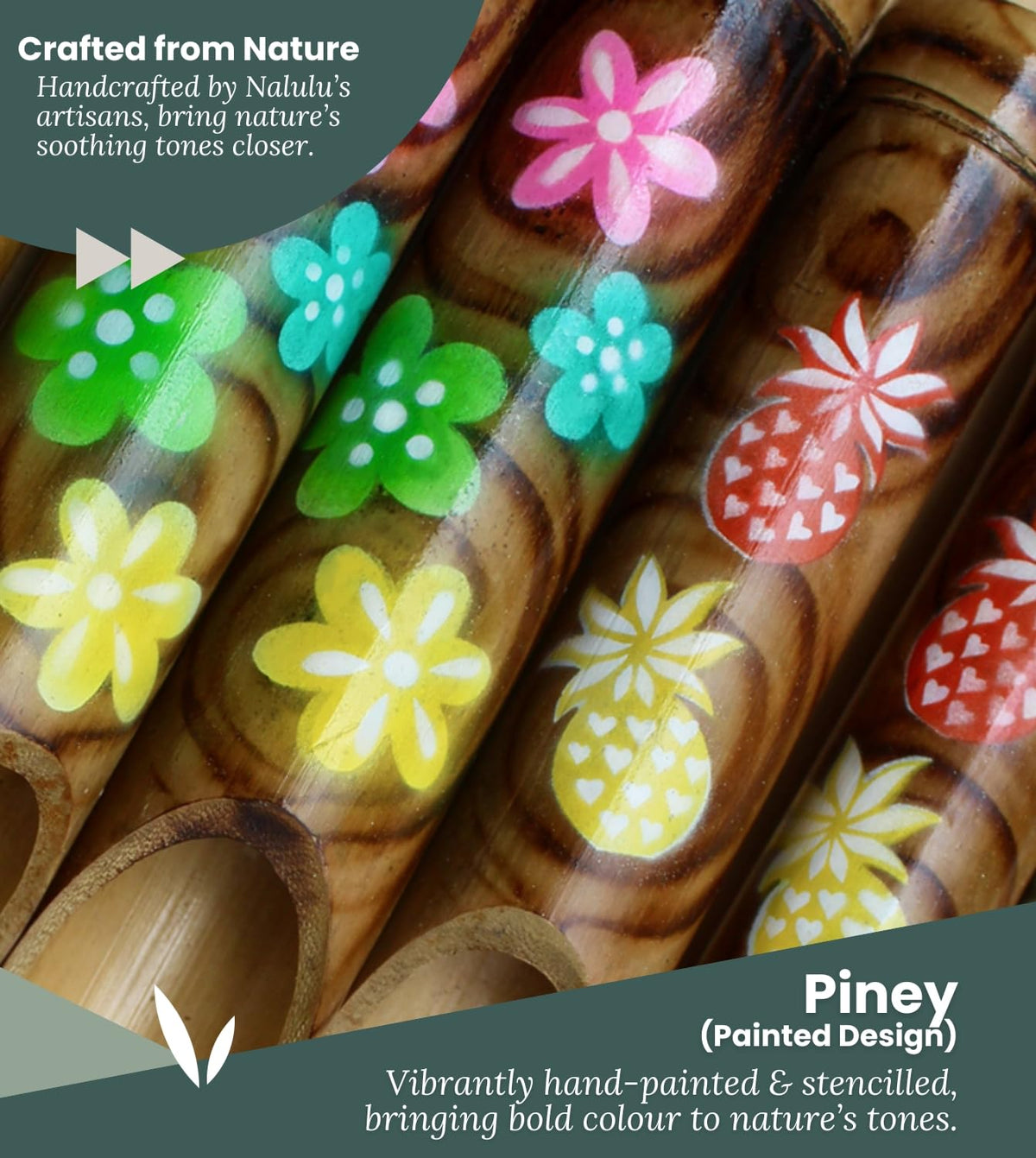 Nalulu Piney chimes handcrafted detail showcases artisan work for a unique garden accent.