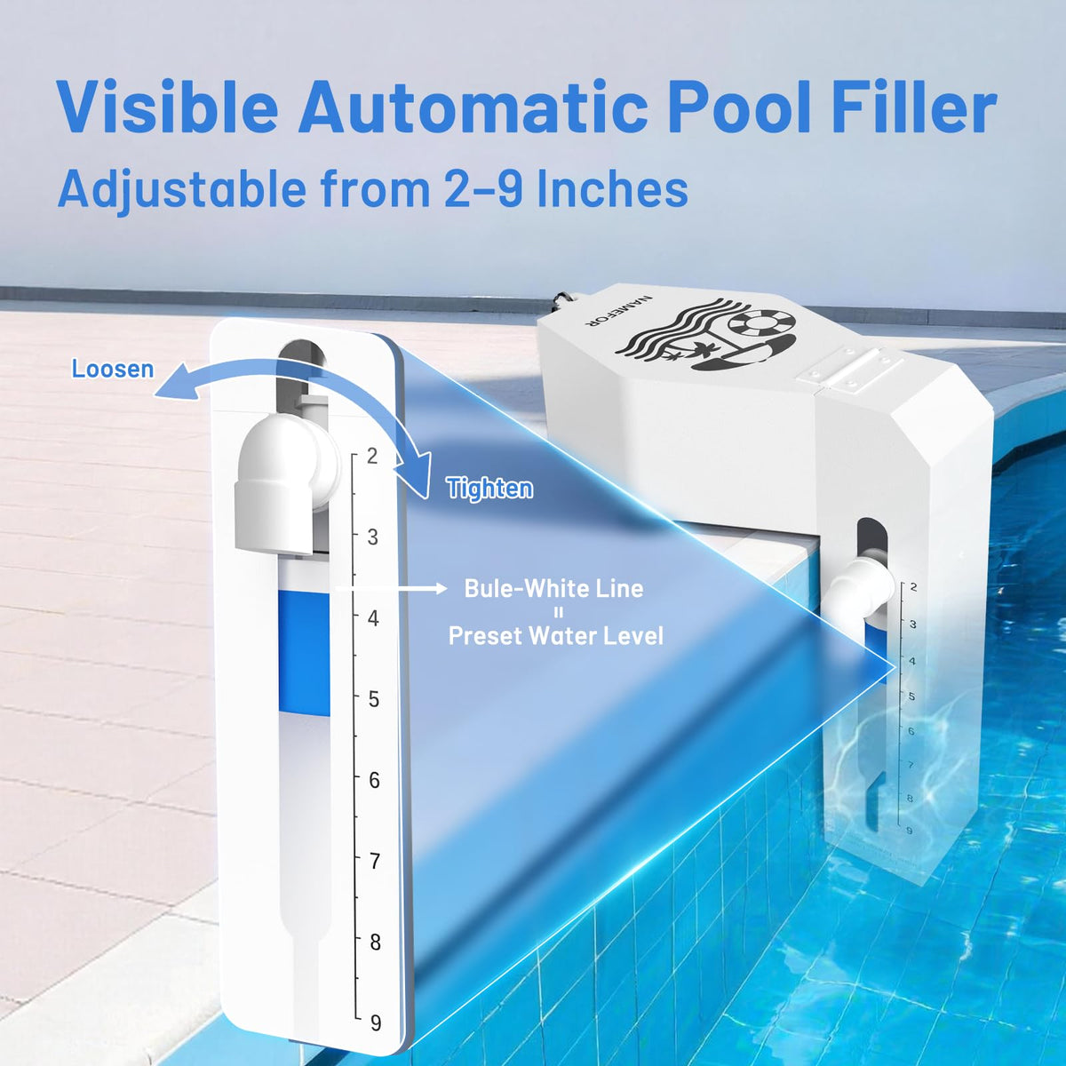 NAMEFOR Auto Fill side angle highlights easy garden hose connection for tool-free installation