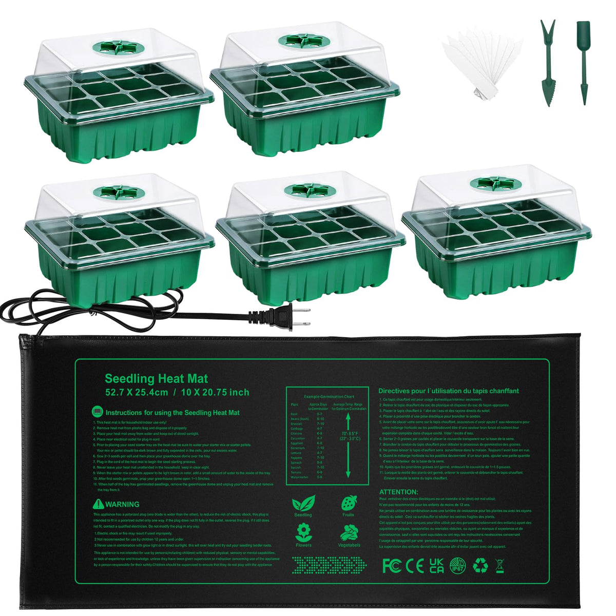 NAMOTEK Plant Heat Mat with 60-cell tray for even germination and steady warmth.