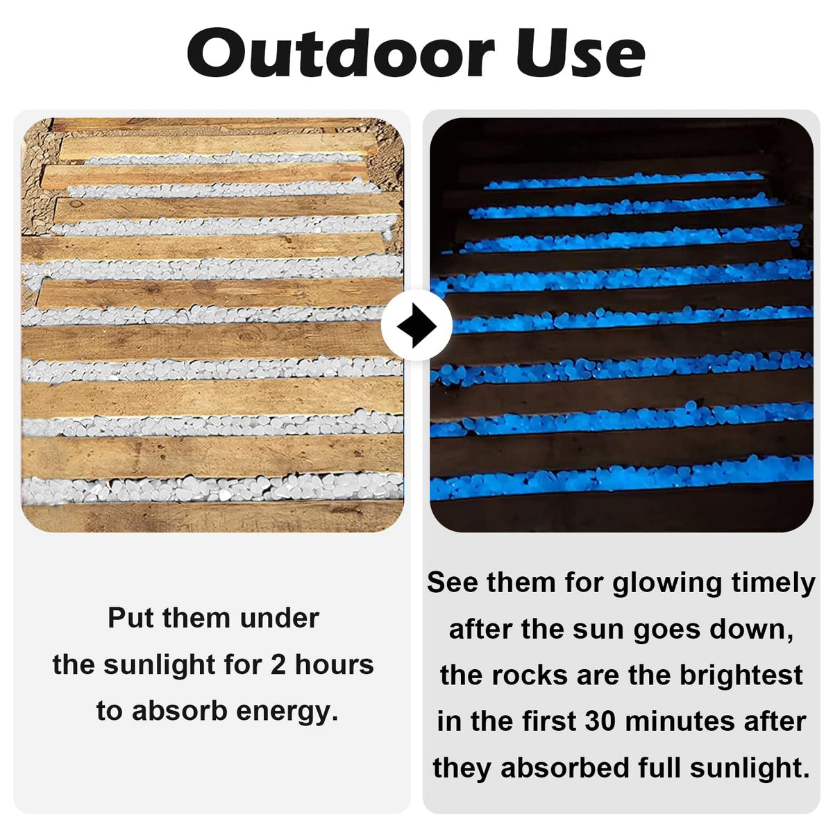 NamtsO glow rocks absorb light quickly for evening glow