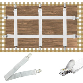 Namubarwa hidden strap clips closeup showing discreet securing action for a tidy tablecloth