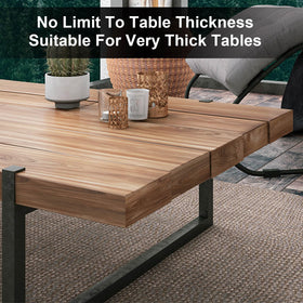 Namubarwa Hidden Strap Tablecloth Clips fitting a thick table edge for indoor use