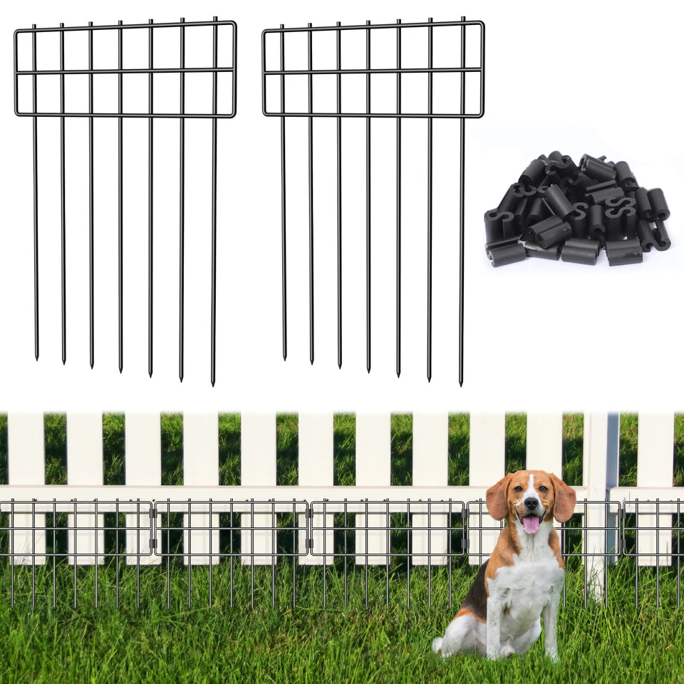NANANARDOSO animal barrier fence panels arranged for a 27 ft garden border