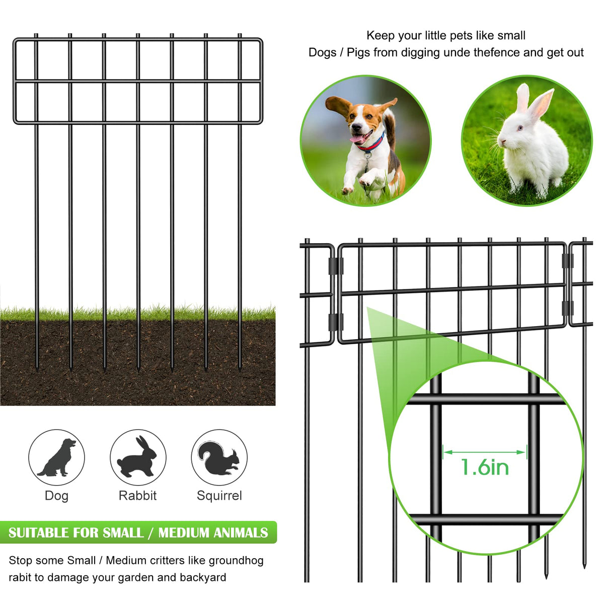 NANANARDOSO dog rabbit barrier fence reduces digging around vegetable beds