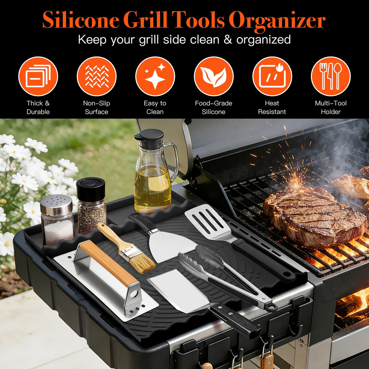 Easy-clean surface makes post-grill cleanup faster.
