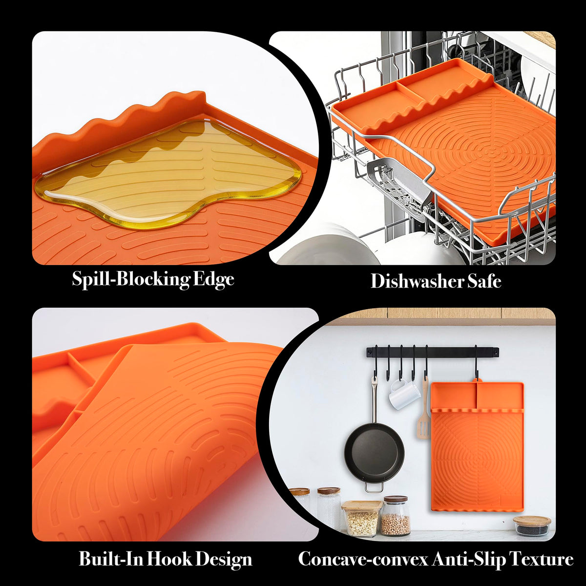 NancyL mat catches grease and drips to protect countertops.