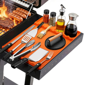 NancyL silicone grill mat for Blackstone side mat orange keeps tools organized on the counter.