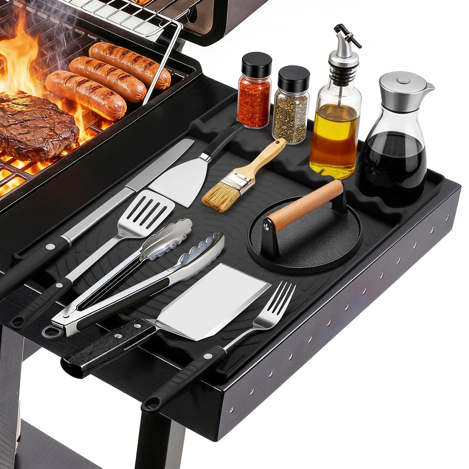 NancyL silicone grill mat for Blackstone keeps tools organized and nearby.