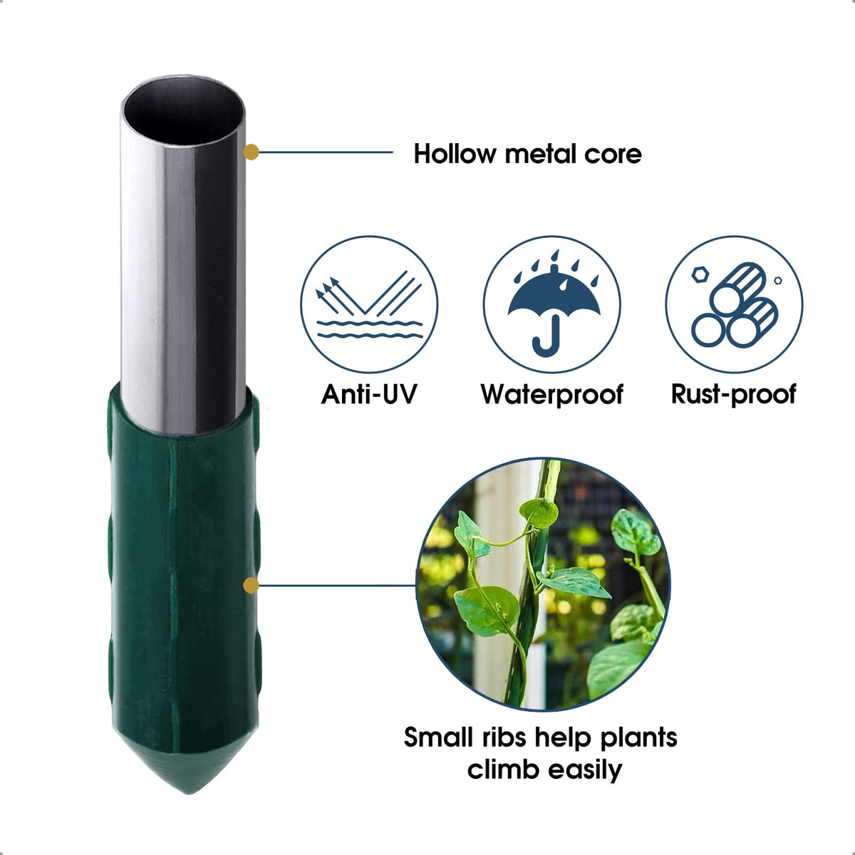 NANOPRETTY metal-core stakes with green anti-UV coating resist rust