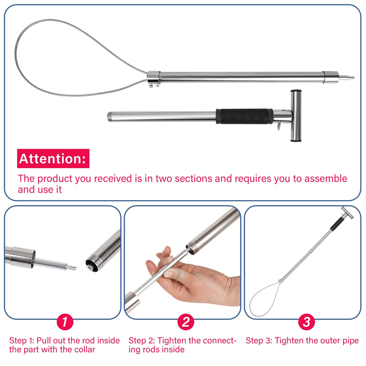 NAOEDEAH adjustable length hook via compression spring for versatile reach.