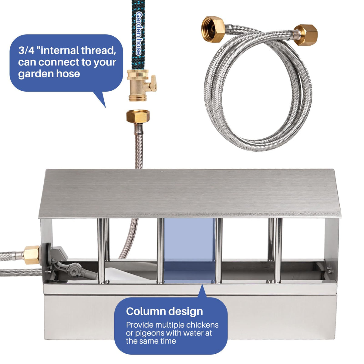 NAOEDEAH braided water pipes connect to standard hoses for flexible setup