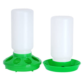 NAOEDEAH chicken feeder-waterer set shown for 1L capacity, reducing waste in coops.