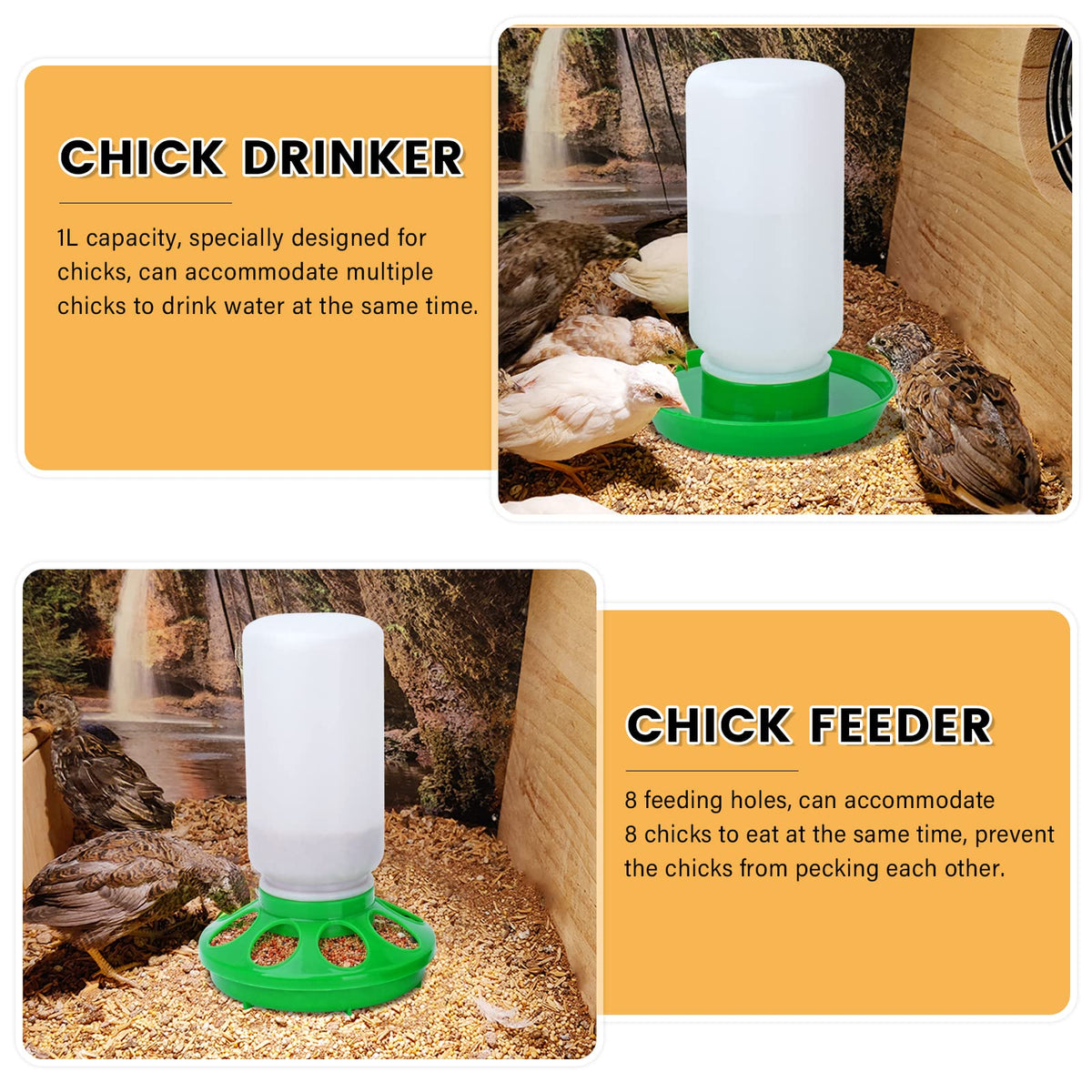 NAOEDEAH feeder holes no-waste design illustrates clean feeding for hungry chicks.