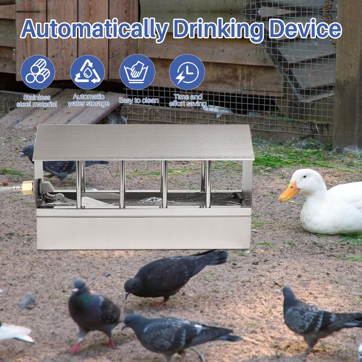 NAOEDEAH stainless steel waterer body emphasizes durability and rust resistance