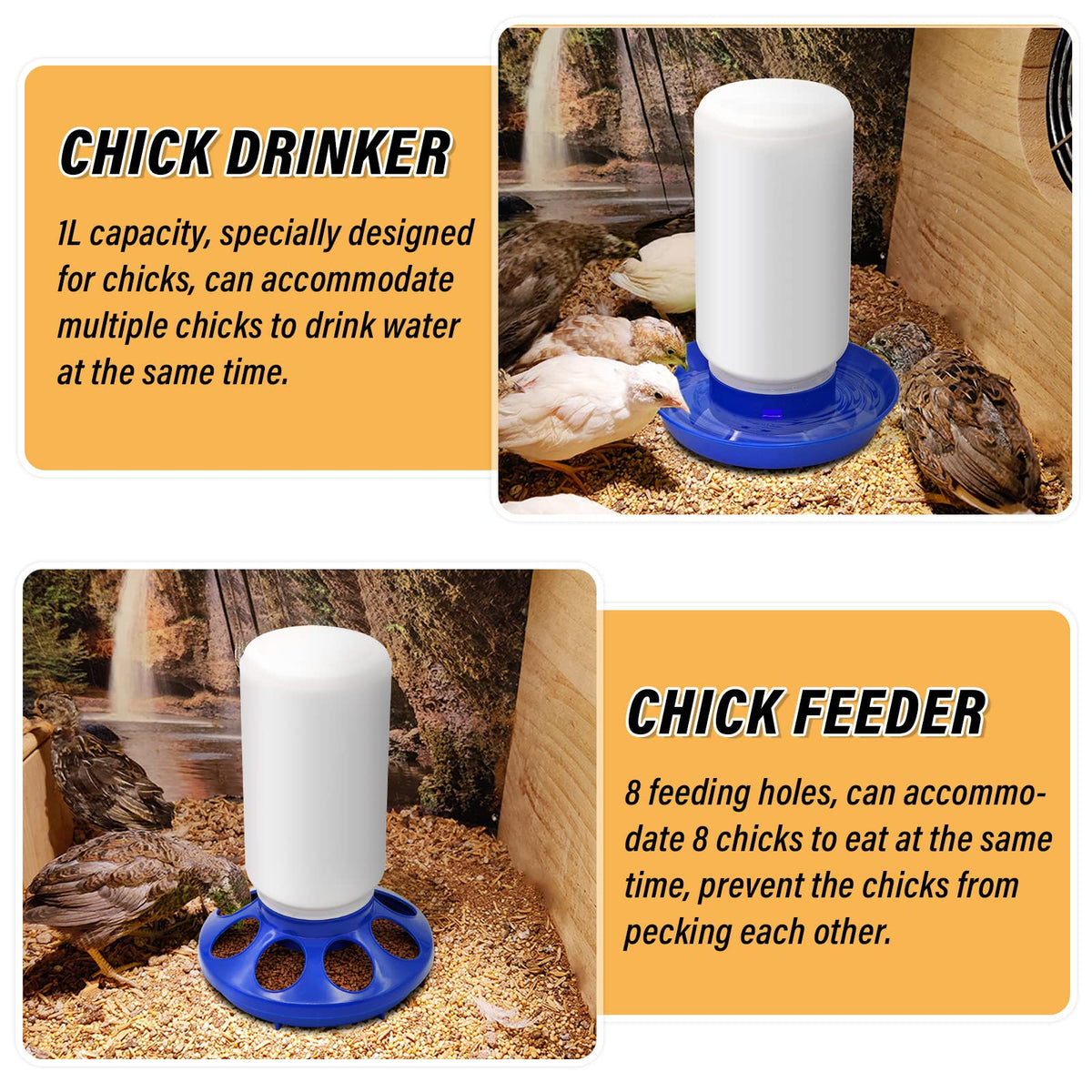 NAOEDEAH 1L chicken feeder blue supports steady chick feed.