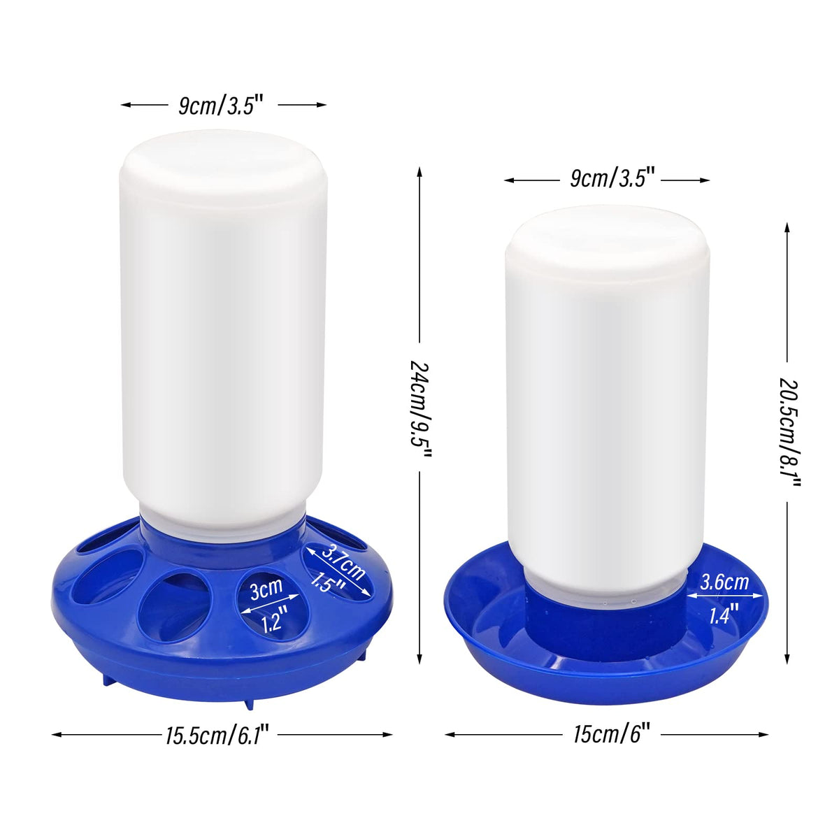NAOEDEAH automatic chick feeder-waterer in blue for reliable chick hydration.