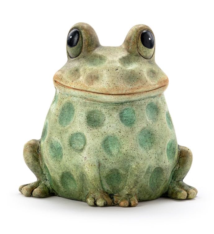 Napco Imports green spotted frog sculpture adds charm to indoor or outdoor decor