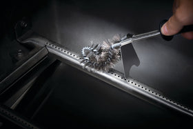 Napoleon gas grill cleaning toolset fire box scraper protects steel while removing tough buildup